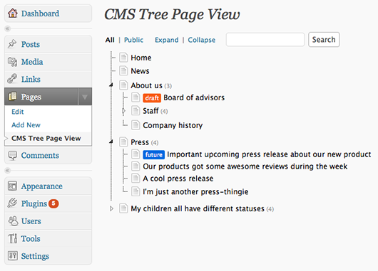 CMS-Tree-Page-View