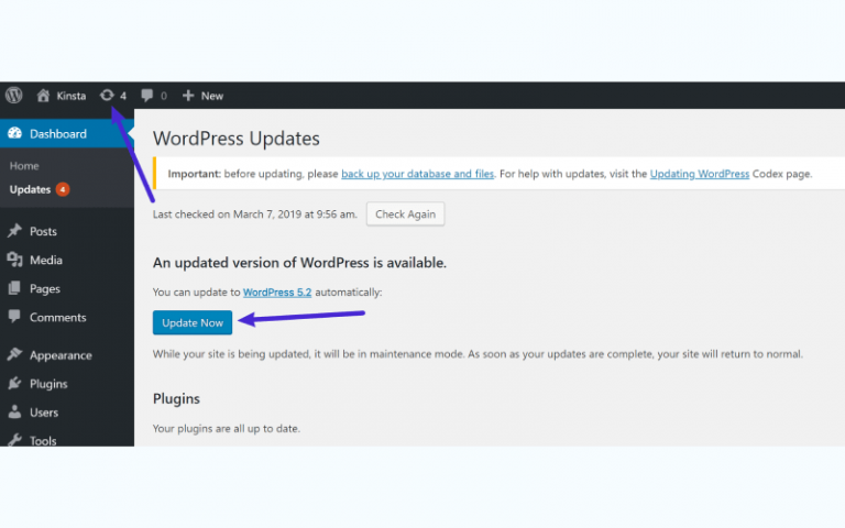 Update-WordPress-version-and-update-plugins